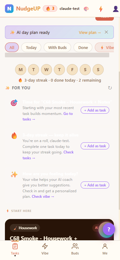 Onzy Streaks screen — track your daily streak and let your Spotters cheer you on